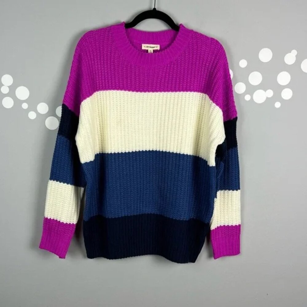 eesome Colorblock Knit Sweater M/L Chunky Pullover NWT